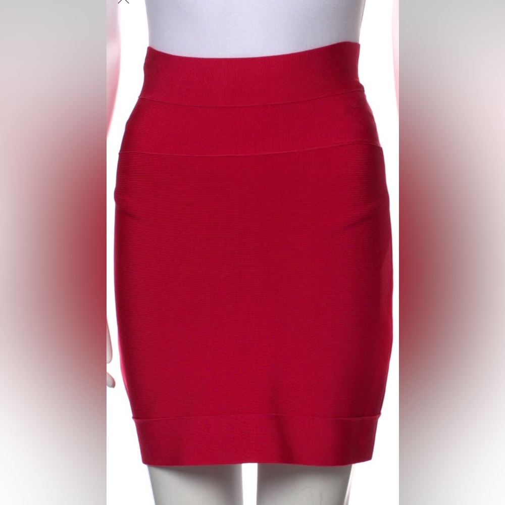 Herve Leger Raspberry Mini Skirt - Picture 2 of 8